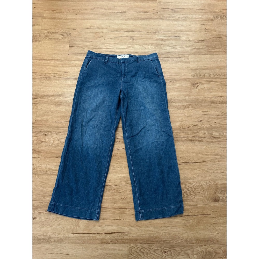 Frank & Eileen Westport Wide Leg Denim Pants Women Size 12 Blue Trouser Jeans